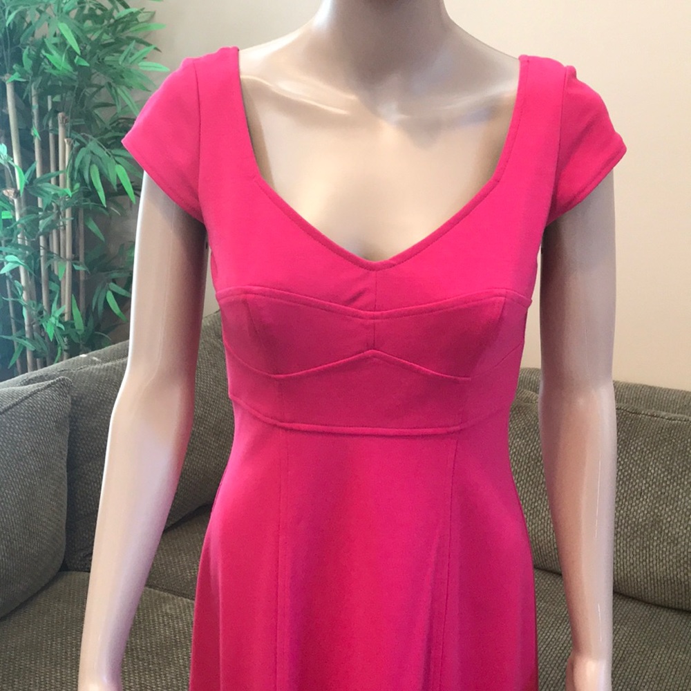 Magenta zip down cap sleeve dress